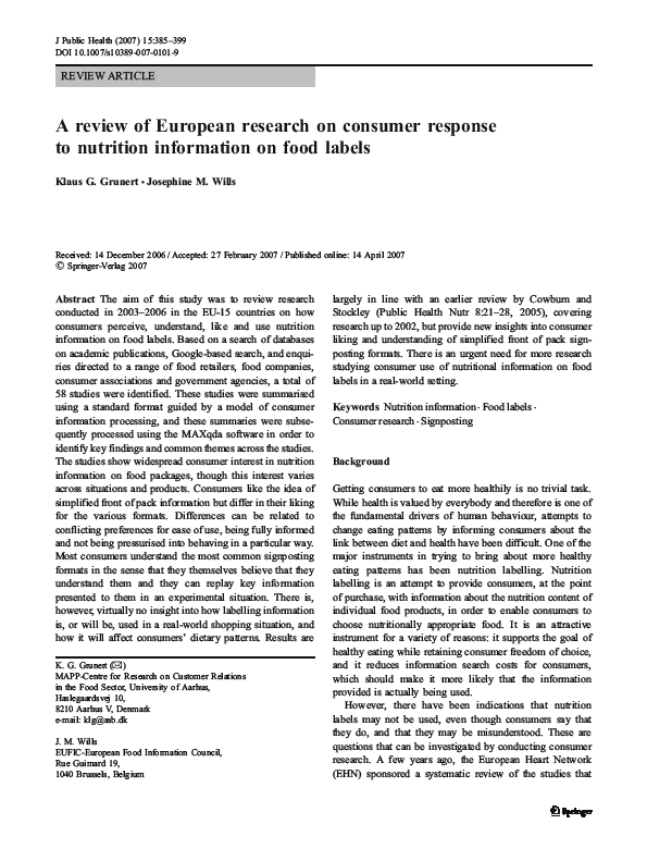 świecie (2007) EUFIC przegląd europejskich badań