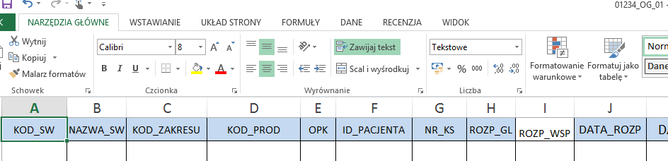 Poprawne przygotowanie pliku Excel do