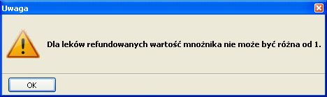 Rys. 23. Wprowadzenie faktury VAT Zakupu Uwaga! Dla leków refundowanych wartość mnożnika nie może być różna od 1.