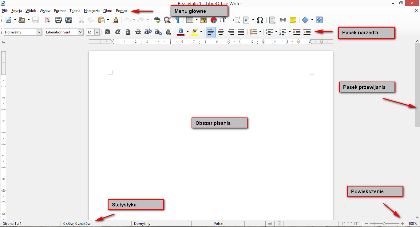 Czysta kartka i co dalej Edytor tekstu taki jak LibreOffice Writer, czy Microsoft Word to narzędzie do pisania dokumentów, wypełniania formularzy, tworzenia standardowych dokumentów typu: cv, fax itp.