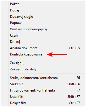 W programie Ala okno Kontrola księgowania/wyksięgowania wyświetlane jest: automatycznie przy zamykaniu miesiąca jeżeli w zamykanym miesiącu występują dokumenty do wyksięgowania lub zaksięgowania