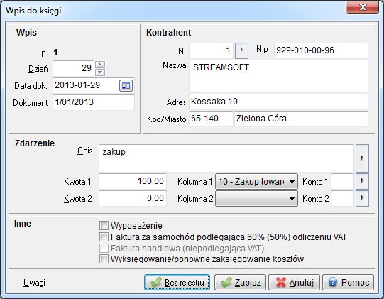 1. Dokumenty do wyksięgowania zawiera listę dokumentów, które należy wyksięgować z kosztów.