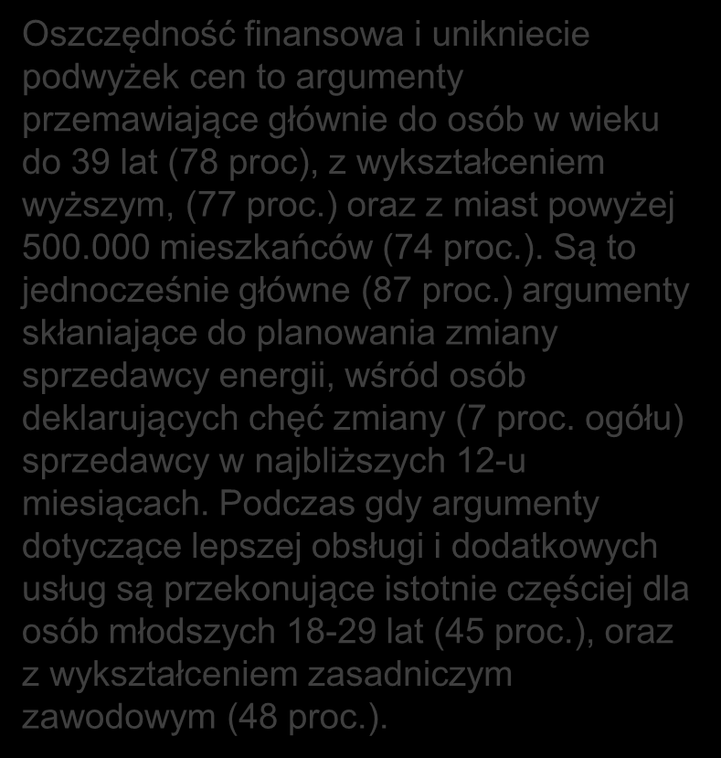 PRZYGOTOWANIE DO ZMIANY 7 Proszę ocenić w jakim stopniu argumenty, które odczytam mogłyby Pana(nią) przekonać, do sprzedawcy energii elektrycznej (prądu) dla Pana(i) gospodarstwa domowego.