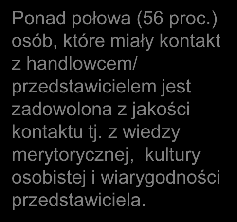 KONTAKT Z PRZEDSTAWICIELEM 11 Czy jest Pan(i) zadowolony(a) z jakości kontaktu z handlowcem/przedstawicielem (wiedza merytoryczna, kultura osobista, wiarygodność)?