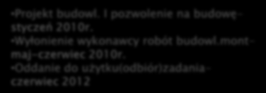 I pozwolenie na budowęstyczeń 2010r. Wyłonienie wykonawcy robót budowl.montmaj-czerwiec 2010r.