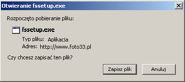 komputera.rozpocznie się pobieranie pliku FotoSender.exe, które może potrwać od kilku sekund do kilku minut.