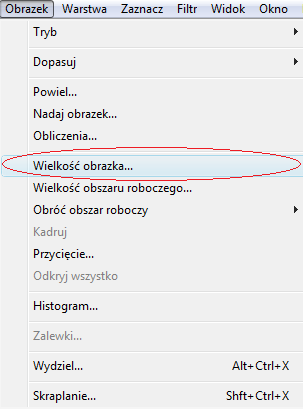 Photoshop Zmiana wielkości zdjęcia Aby dokonać zmiany wielkości zdjęcia (np.