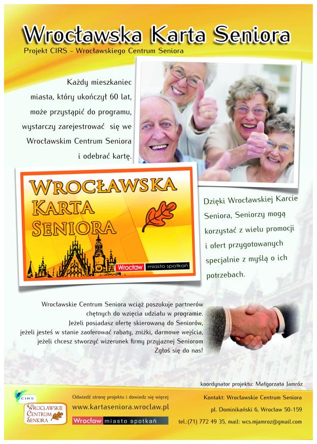 Wrocławska Karta Seniora Około 45 Partnerów z ofertą dla