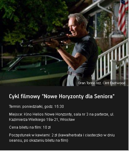 Kino Seniora Stowarzyszenie Nowe Horyzonty we współpracy z Wrocławskim Centrum Seniora i wrocławskimi UTW przygotowali "Nowe Horyzonty dla Seniora".