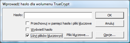 Konfigurowanie oprogramowania TrueCrypt wskazanie
