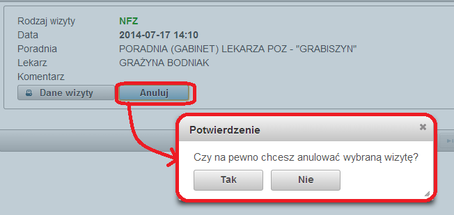 Jeżeli wszystkie dane się zgadzają naciskamy [REZERWUJ] jeśli nie należy nacisnąć [ANULUJ]. UWAGA!