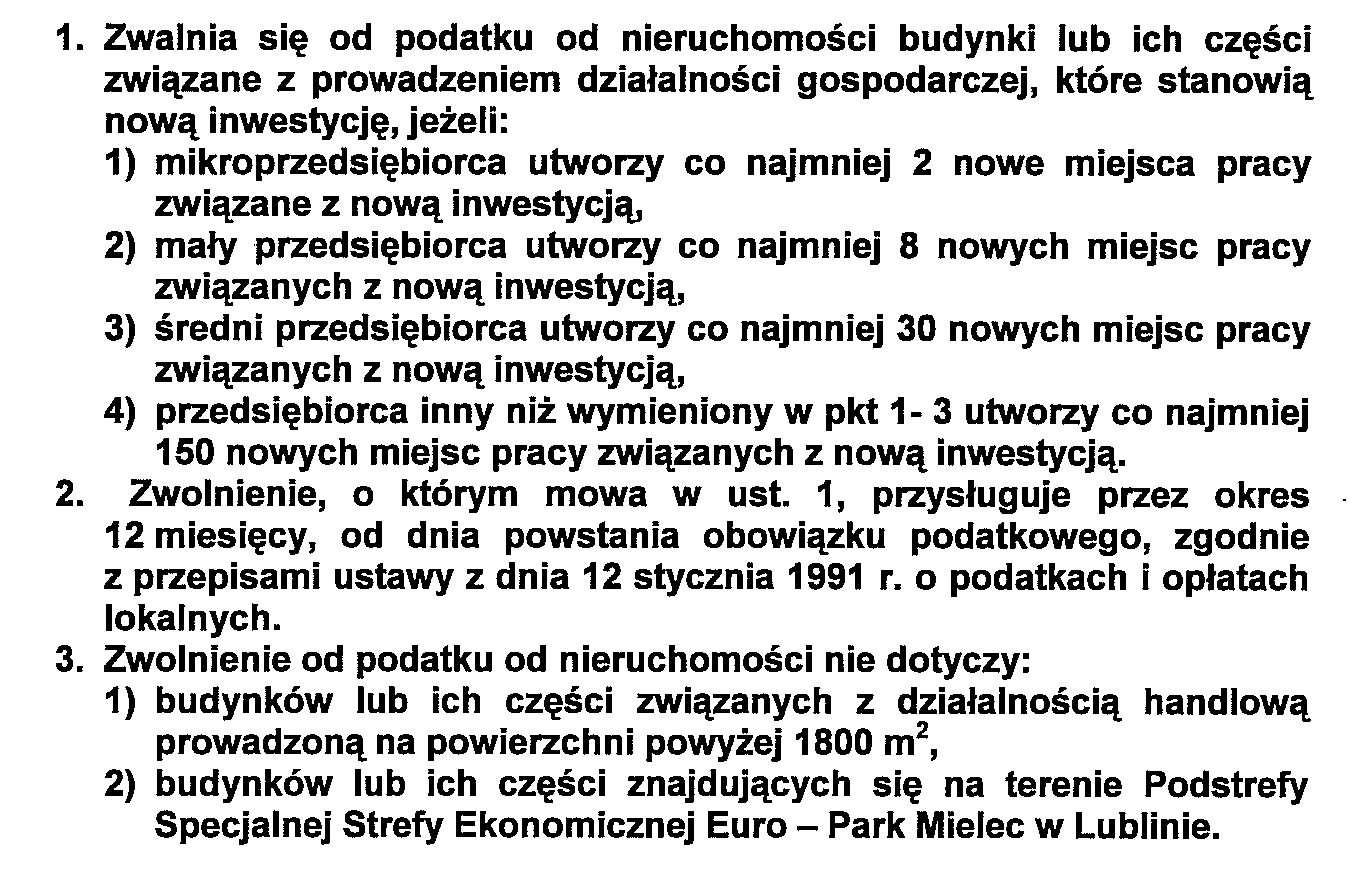 Załącznik Zwolnienia z podatku od nieruchomości w Lublinie Uchwała nr 473/XXV/2008 Rady Miasta Lublin z dnia 16 października 2008 r.