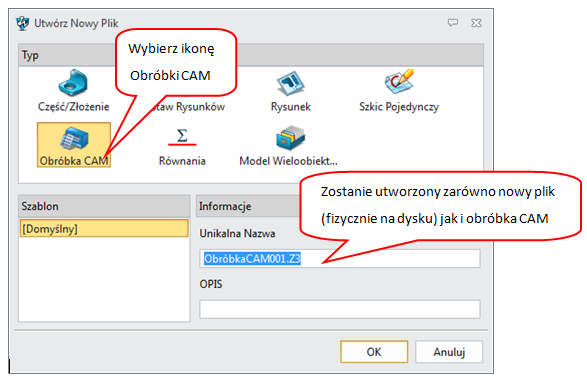 Rozdział 1.2. Podstawy pracy w systemie Rozdział 1.2. Podstawy pracy w systemie KROK 1 - Otwarcie nowego pliku W tym kroku otworzymy nowy plik i utworzymy nową obróbkę CAM. 1. Jeśli masz aktualnie aktywną część, wybierz, aby powrócić do poziomu obiektu.