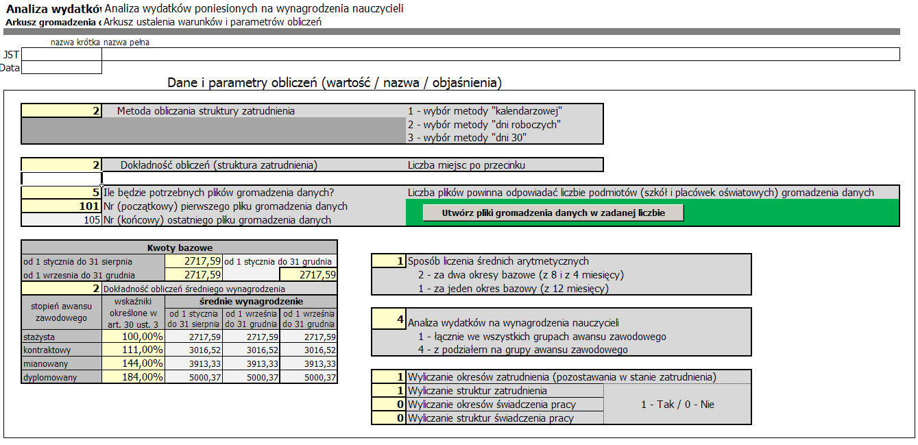 Praca z nowym rozwiązaniem (wprowadzenie) Rozpoczęcie pracy będzie się odbywać po stronie podmiotu prowadzącego (np. JST) od uruchomienia generatora plików zawartego w narzędziu Analiza2014 (rys. 12).