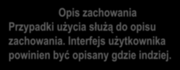 Wzorce przypadków użycia Opis zachowania Przypadki użycia służą do opisu