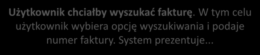 Perspektywy wymagań Użytkownik Perspektywa chciałbysystemu wyszukać fakturę.