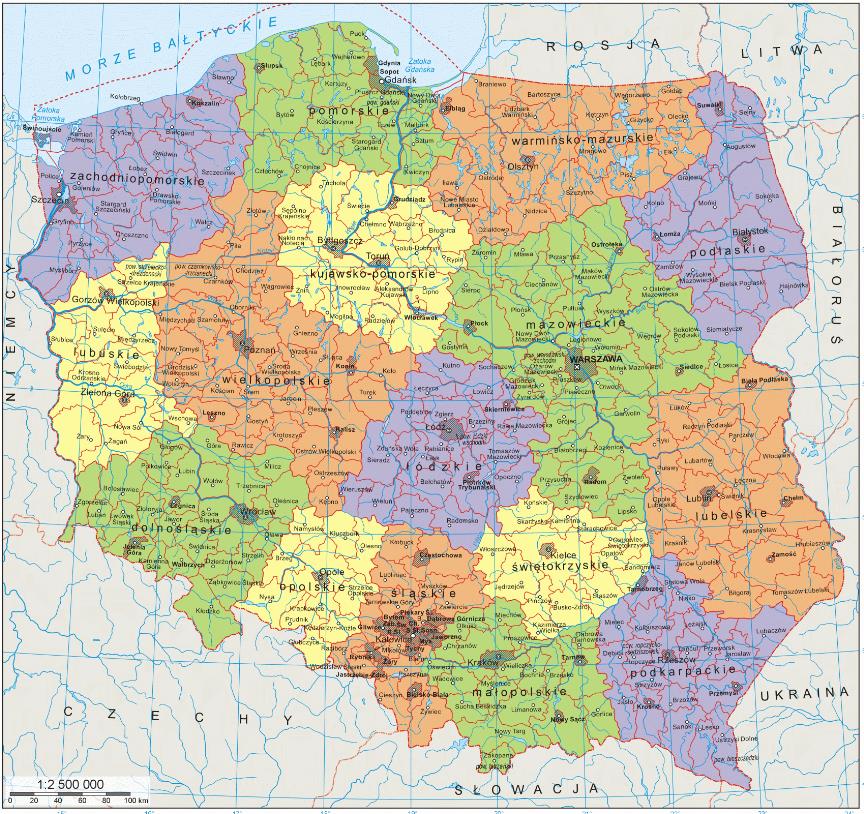 Zakres obszarowy prac dotyczących EGiB w projekcie ZSIN Faza I ZACHODNIOPOMORSKIE 1) białogardzki 2) świdwiński 3) szczecinecki 4) stargardzki 5) pyrzycki 6) łobeski 7) koszaliński 8) kołobrzeski 9)