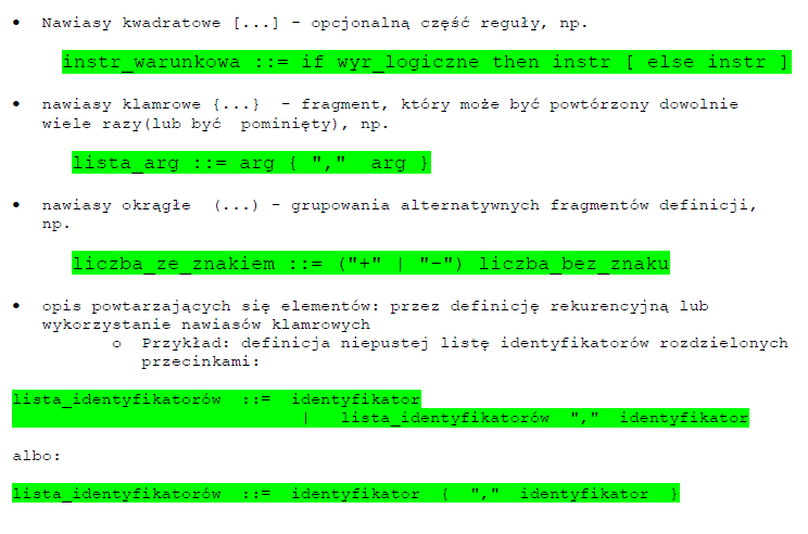 Notacja BNF Start Jak określamy język?