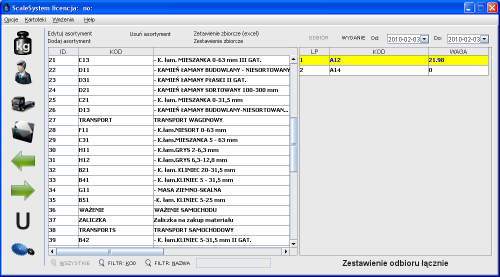 http://www.scalesystem.pl Rysunek 3 Tabela towarów 2.2 Dodawanie nowych pozycji kartotek 2.2.1 Dodawanie pojazdu Pojazd można dodać z poziomu głównego okna programu wybierając przycisk nowy pojazd lub z poziomu tabeli pojazdów.