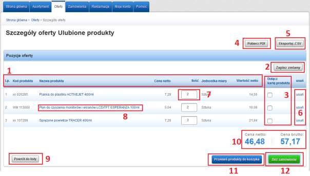 Strona18 1. Filtr ofert - standardowo jest on zminimalizowany. 2.