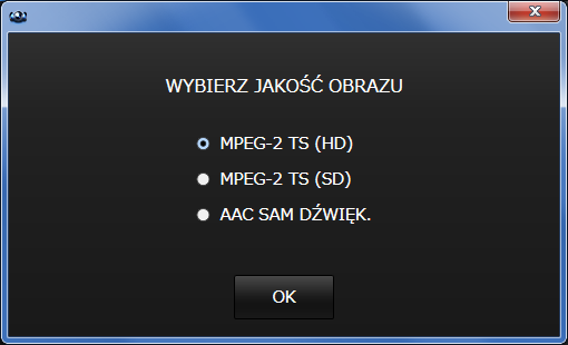 Rozdział 4 Transmisja obrazu w czasie rzeczywistym z USTREAM 5. Ustaw jakość obrazu. Po zalogowaniu wyświetlone zostanie okno wyboru jakości obrazu w trakcie trasmisji.