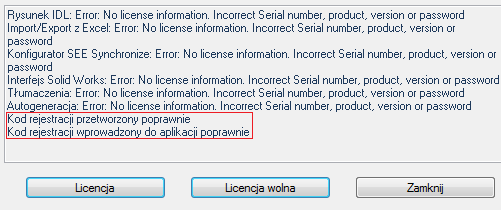 Wprowadzić Numer seryjny oraz Hasło, następnie kliknąć przycisk Licencja.