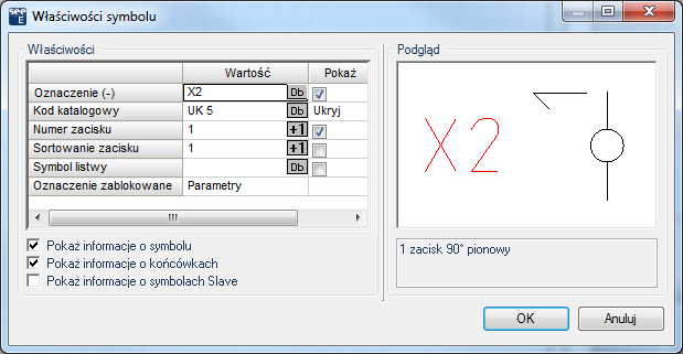 13.> Kod katalogowy 14.# UK 5 Wprowadź kod ręcznie. 15.> OK Zamknij okno dialogowe. 16.+ Wstaw zacisk pod przyciskiem. 17.