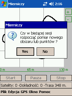 h) otworzenie pomiaru/ kontynuacja pomiaru Aby otworzyć zapisany wcześnie pomiar należy z menu plik wybrać opcję Otwórz. Po wskazaniu pliku z pomiarem następuje pytanie o kontynuację mierzenia.