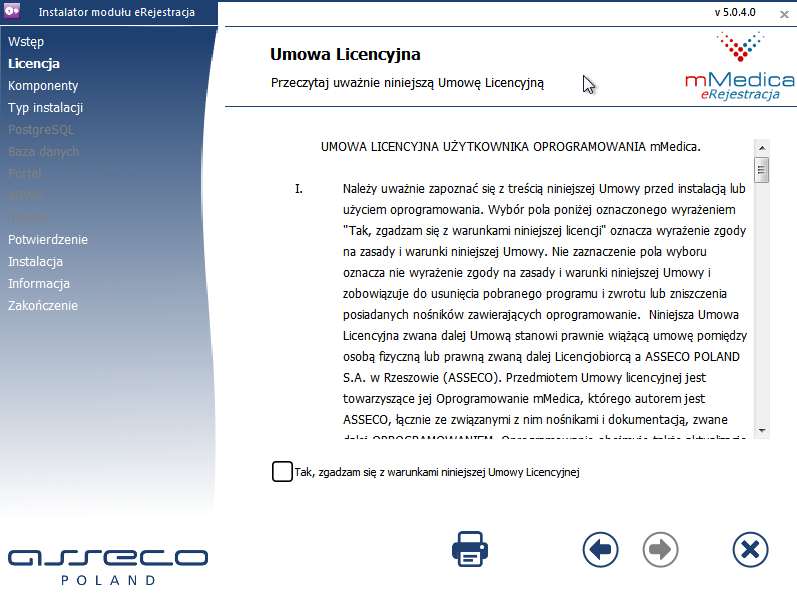 danych programu mmedica, mają się znajdować na tym samym komputerze. Instalacja przebiega według następujących kroków: a) Uruchamiamy plik erfullinstall.exe.