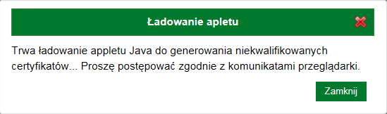 Należy poczekać na załadowanie apletu.