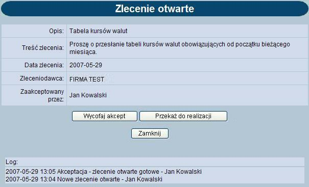 Rozdział 9 Zlecenia otwarte 9.2. Przeglądanie zleceń Przeglądanie zleceń wszystkich lub wg zadanych kryteriów jest możliwe po użyciu przycisku [Pokaż].