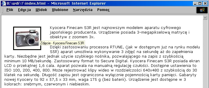 dodatkowe atrybuty znacznika <img>: alt= tekst tekst pojawiający się zamiast obrazka jeżeli brak możliwości jego wyświetlenia (również tekst w dymku ), align=... - umiejscowienie grafiki (np.