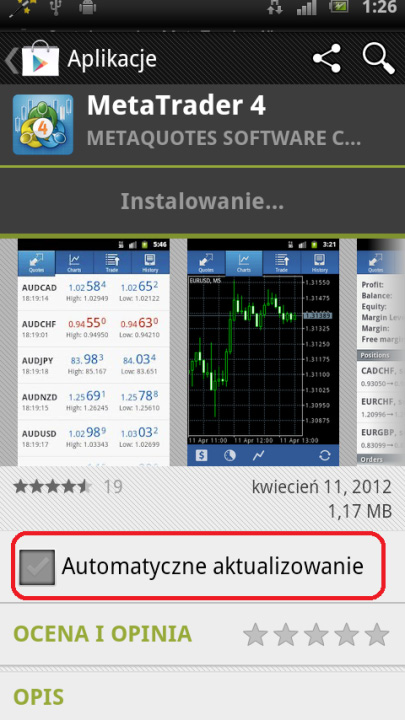 Strona 4 Aplikacja MetaTrader 4 (Pobieranie aplikacji) Po zaakceptowaniu warunków kreator instalacji przeniesie