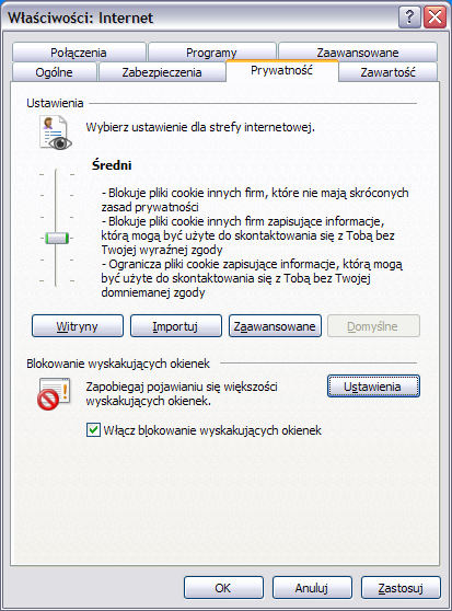 Otwórz listę witryn zaufanych klikając na przycisk Witryny i dodaj do niej adresy systemu CitiDirect: https://portal.citidirect.