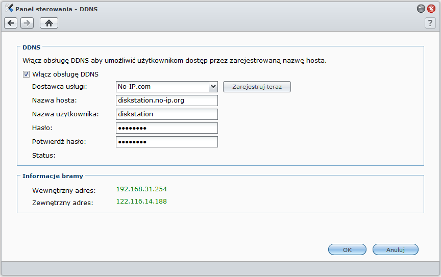 USB Station 2 Przewodnik Nadawanie serwerowi USB Station 2 nazwy hosta DDNS Zarejestrowanie nazwy hosta DDNS (Dynamic Domain Name Server) dla serwera USB Station 2 umożliwia łączenie się z nią z