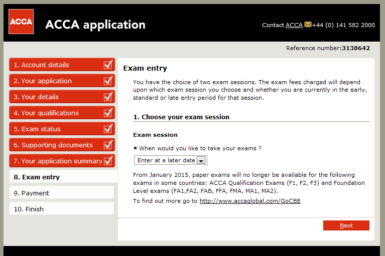 Section 8 - Exam Entry Wybierz Enter at a later date z rozwijanego