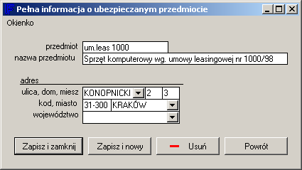 Wprowadzenie wykazu pojazdów Wykaz pojazdów możemy tworzyć na bieżąco podczas rejestracji sprzedanych umów.