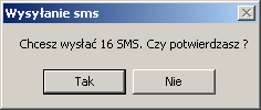 W następnej kolejności przy próbie wysłania wiadomości Fort sprawdza czy klient ma uzupełniony nr tel. komórkowego. Jeżeli nie ma, to wyświetli komunikat i nie wyśle wiadomości.