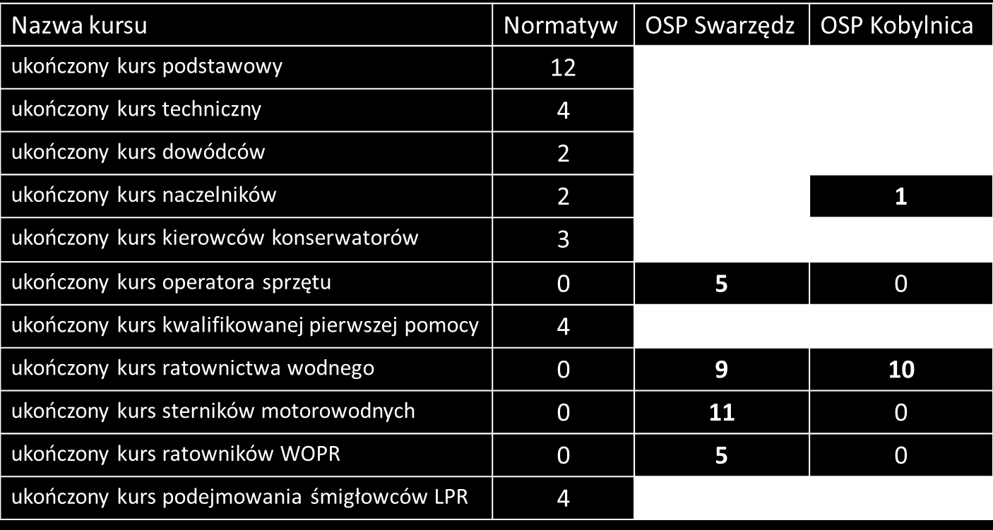 SZKOLENIA Stan wyszkolenia druhów