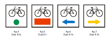 czarnym symbol s. a) Znak R 1, znak podstawowy określający przebieg trasy (szlaku) na drogach publicznych kwadrat o boku 200 mm, wykonany zgodnie z pkt. 6.