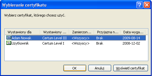 Naciskamy przycisk Importuj/Eksportuj, który znajduje się w dolnej części okna. Pojawi się okno Import/eksport identyfikatora cyfrowego.