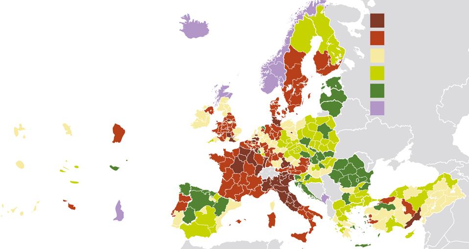 Produkt Krajowy Brutto na mieszkańca w UE zmiana w latach 2000-2008 Change of GDP per inhabitant, in PPS, by NUTS 2 statistical regions, 2000-2008 Percentage points of the average EU-27