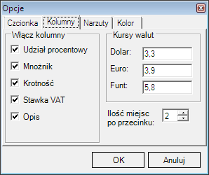 6.8 OPIS FUNKCJI OPCJE: Funkcja Opcje pozwala użytkownikowi na zmianę wyglądu interfejsu poprzez zmianę rozmiaru i stylu czcionek (zakładka Czcionka, rys. 1).