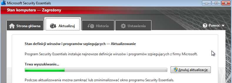 Instrukcja krok po kroku Centrum akcji program antywirusowy.