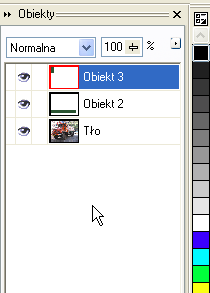 Wprowadzenie do grafiki komputerowej dla studentów geoinformacji Okno dokowane - Obiekty Działanie podobnie jak warstwy w CorelDRAW