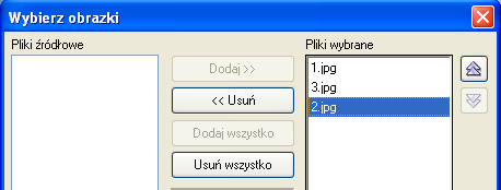 Wprowadzenie do grafiki komputerowej dla studentów geoinformacji 4. Za pomocą opcji Dodaj lub Dodaj wszystkie przerzuć odpowiednie pliki z listy Pliki źródłowe do Pliki wybrane.