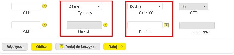 Po wypełnieniu 2 pól (ilość i cena lub wartość) i kliknięciu w ikonę kalkulatora system sam wypełni brakujące pole Panel przedstawia kurs ostatniej transakcji jak również najlepsze oferty kupna i