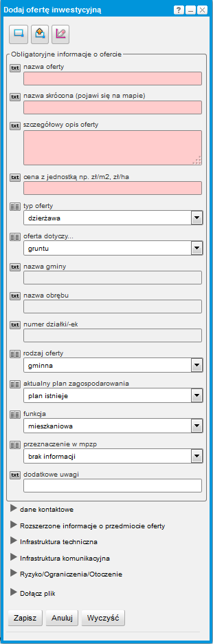 Rysunek 6 Dodaj ofertę inwestycyjną 3. Użytkownik zaznacza na mapie np.