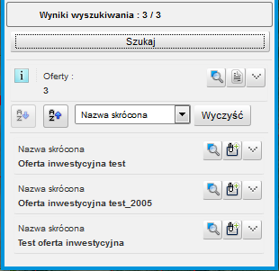 Rysunek 4 Lista wyszukanych obiektów 5.