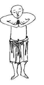 34 Rys 18a: Ćwiczenie Shaolin Yi Jin/Xi Sui Jing o nazwie: Rozdziel lejce z prawej i lewej strony, niczym trójbarwna porcelanowa figurka Sancai, lub inna nazwa: Wjedź konno na pochyłą topolę.